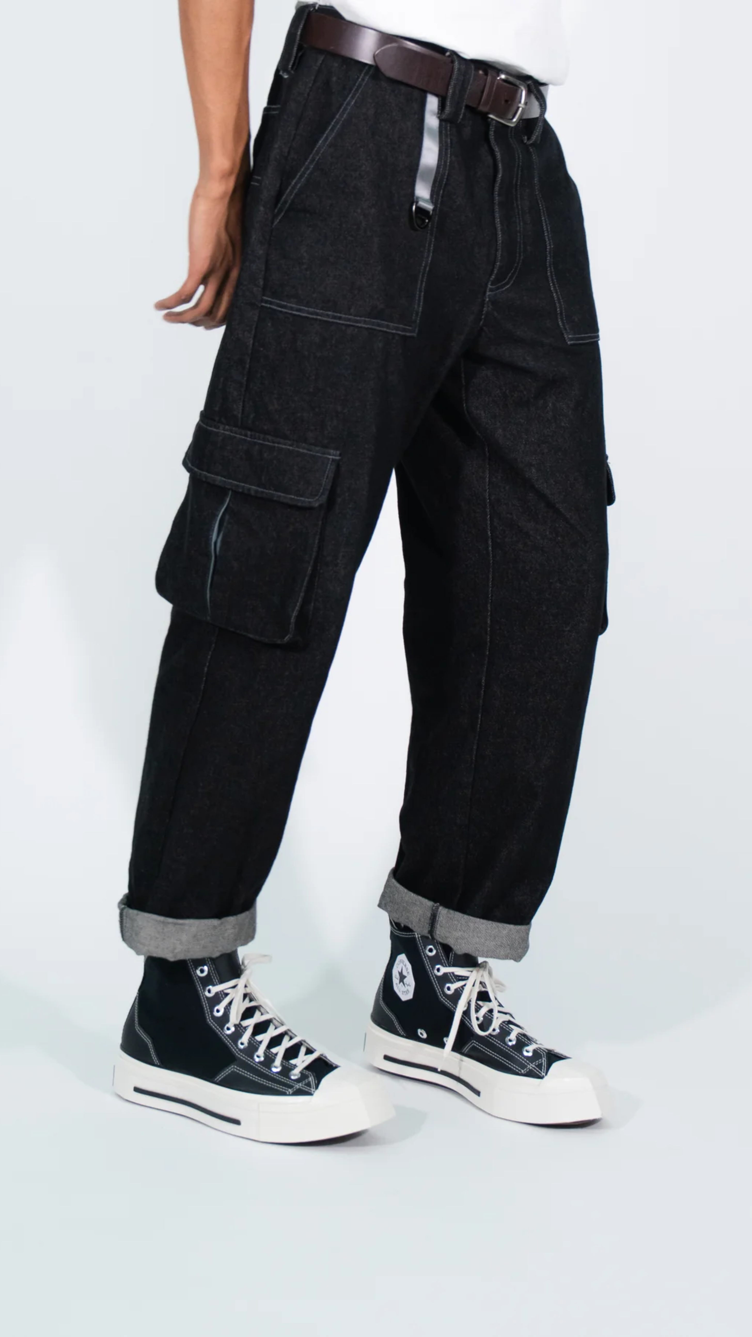 Wide-Leg Denim Cargo
