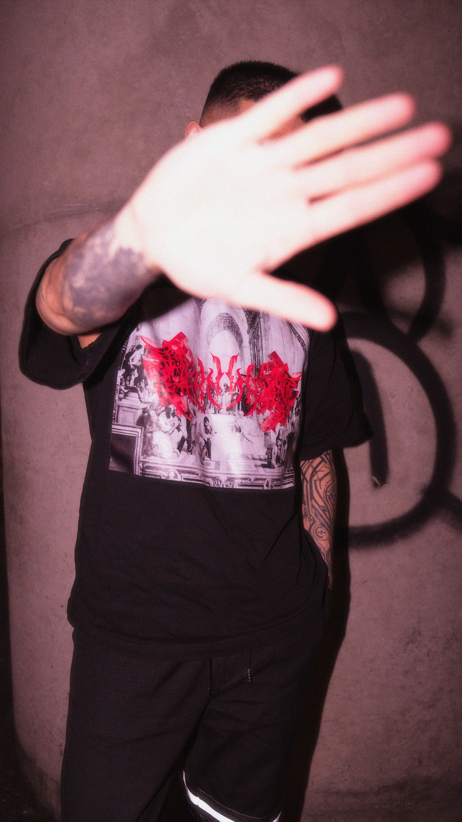 Oversized 3-D Metal Logo Tee