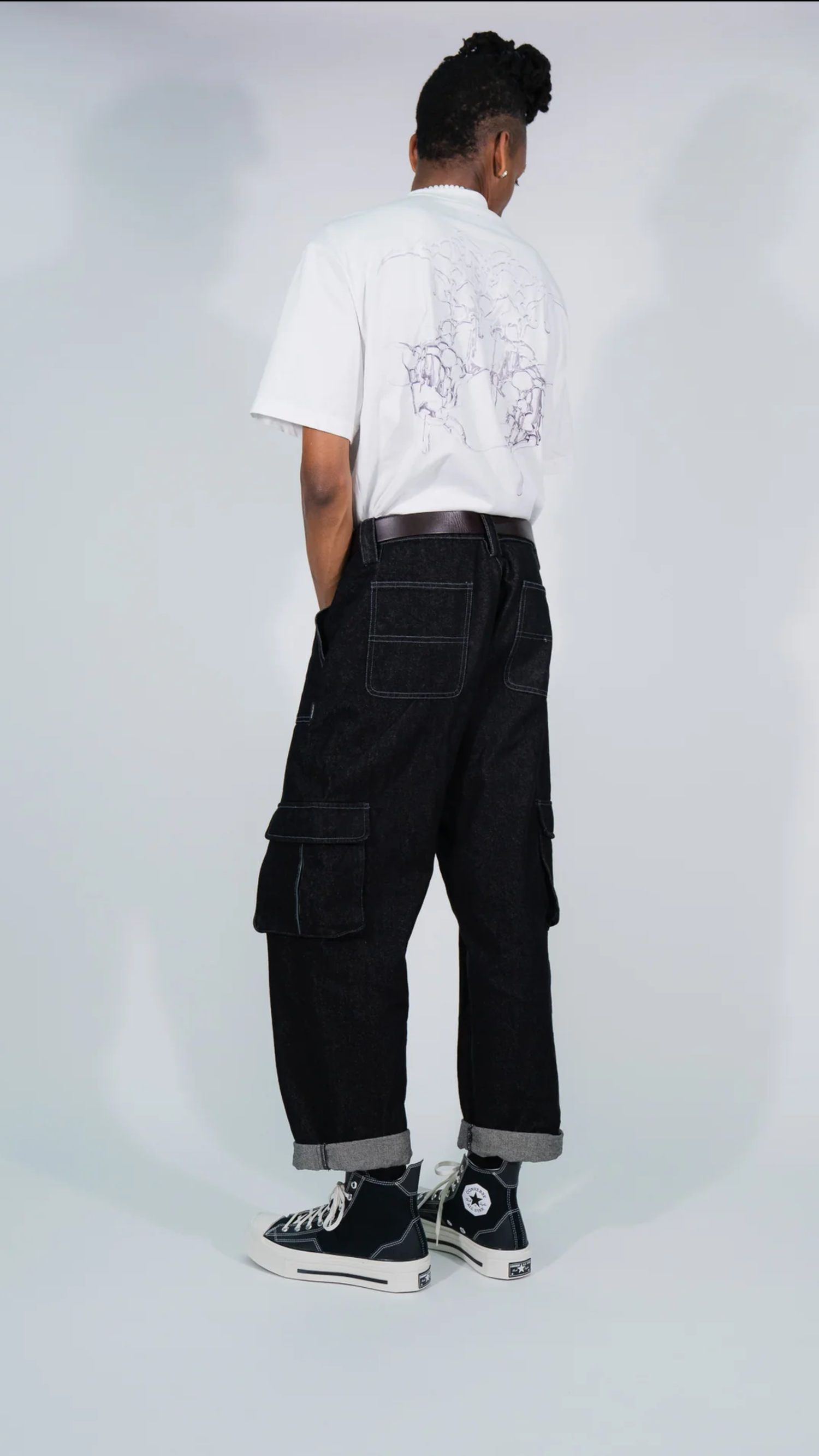Wide-Leg Denim Cargo