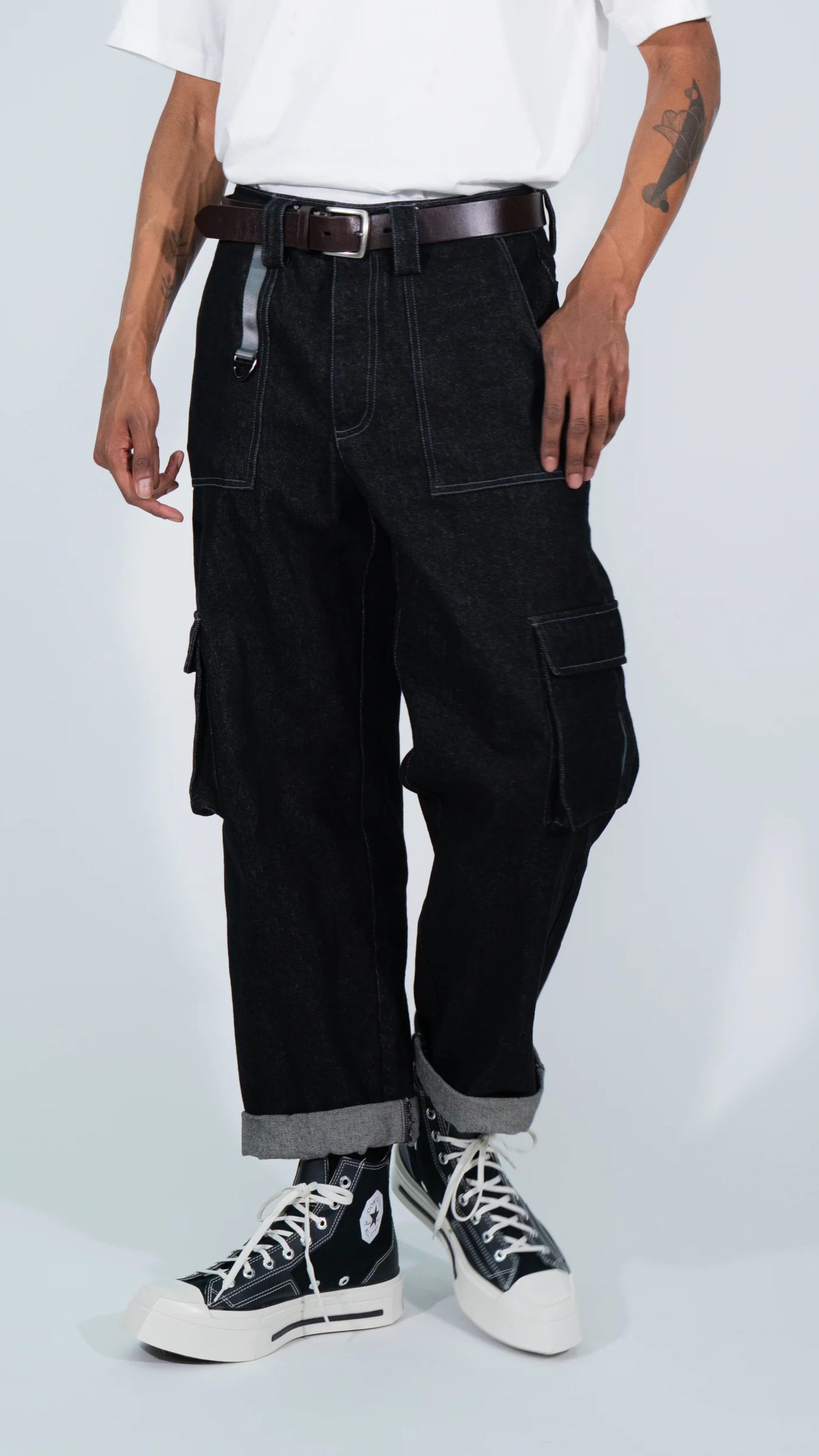 Wide-Leg Denim Cargo