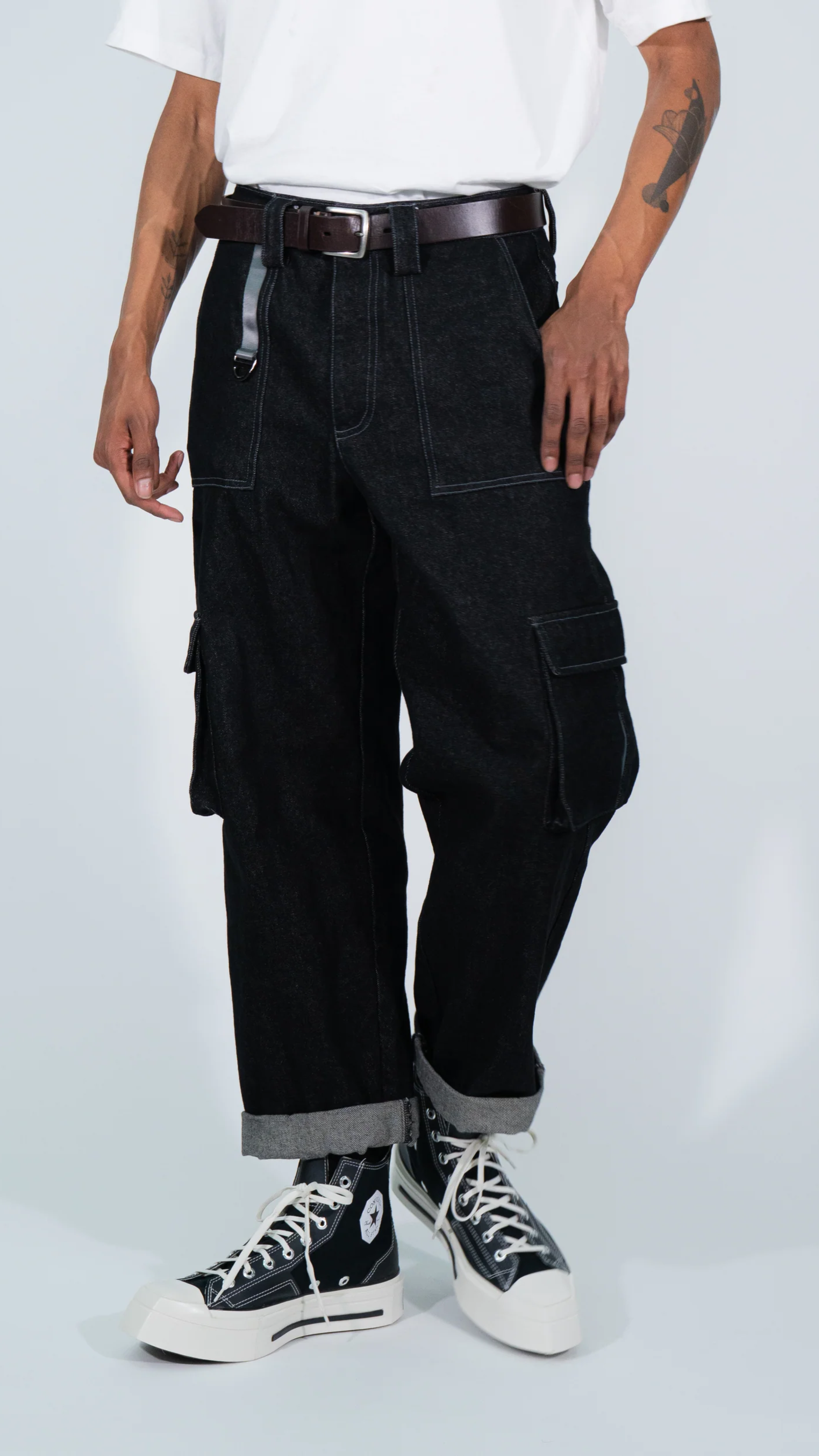 Wide-Leg Denim Cargo