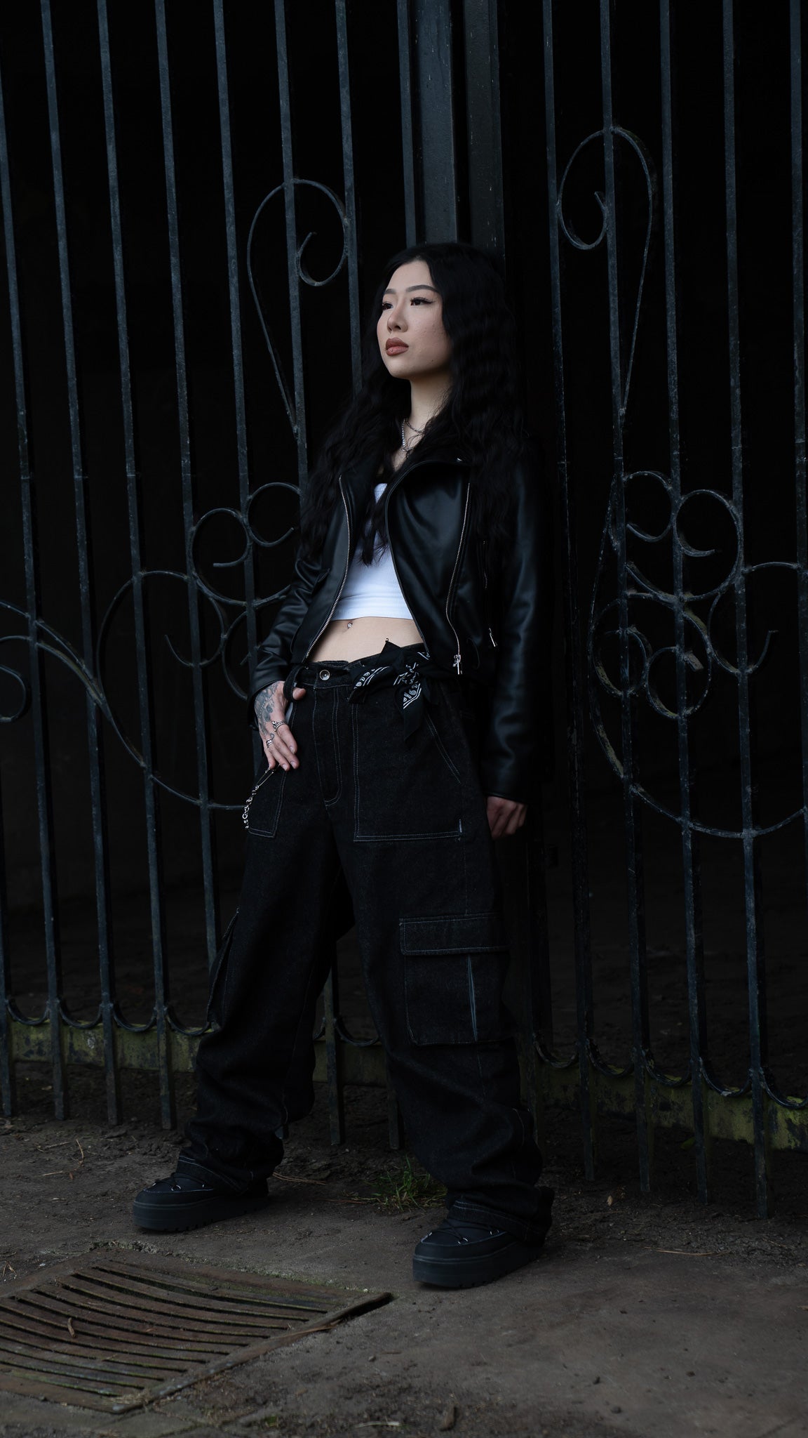 Wide-Leg Denim Cargo