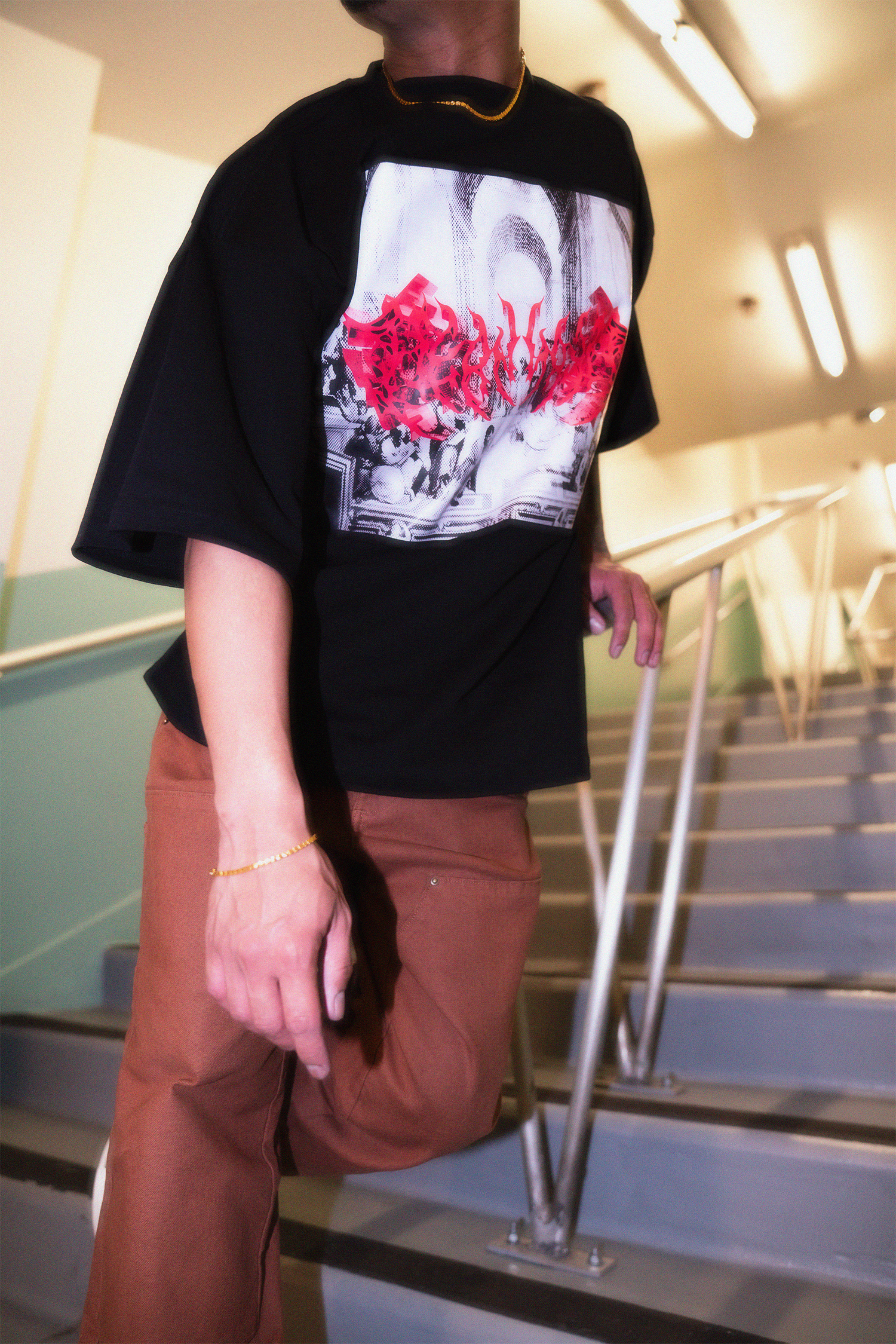 Oversized 3-D Metal Logo Tee