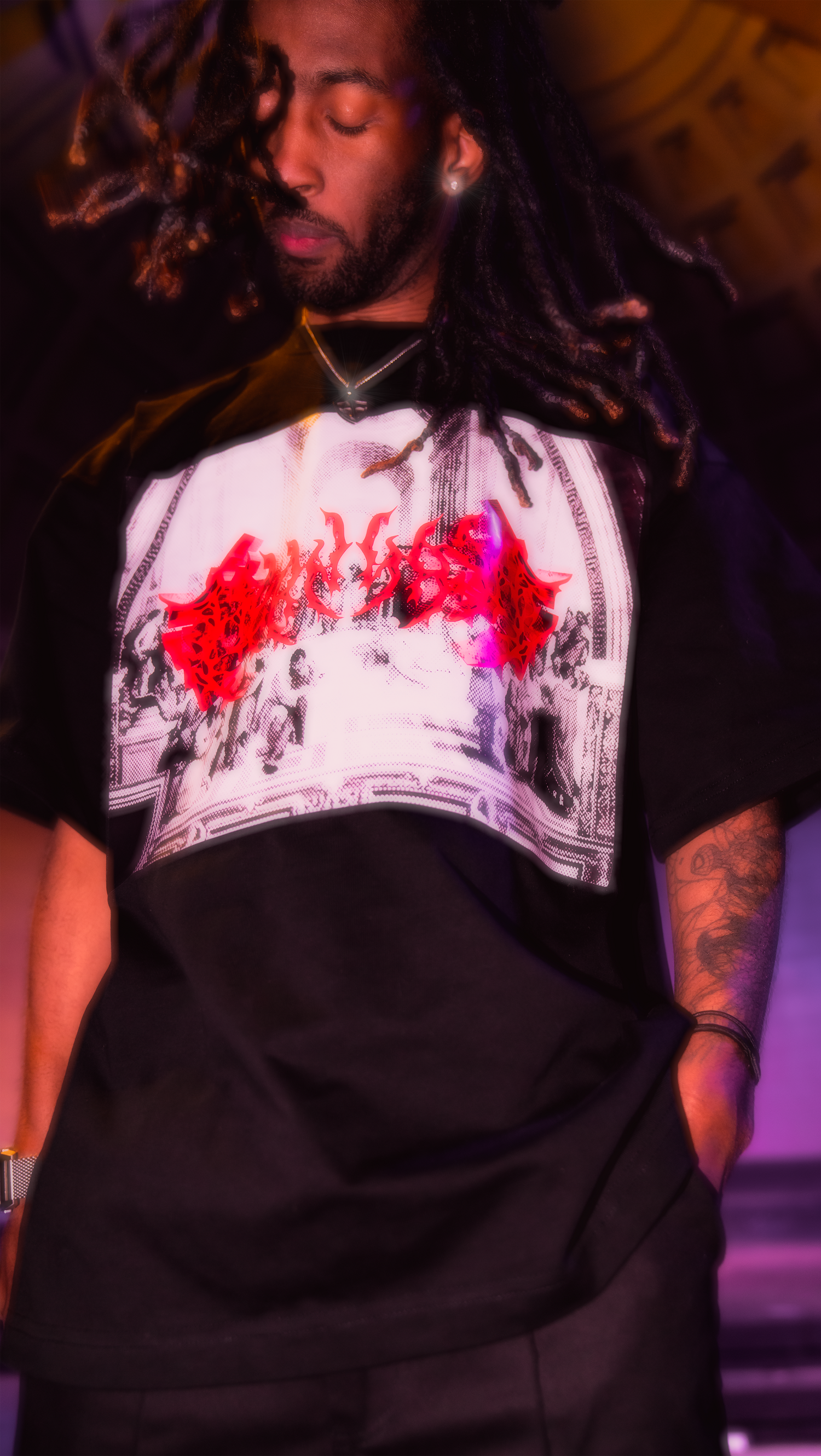 Oversized 3-D Metal Logo Tee